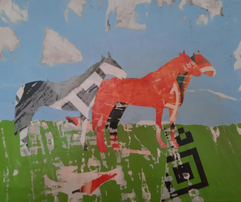 Zeitgenössisches Werk mit dem Titel « horses », Erstellt von SYLVIE ROSE M NICOLAS