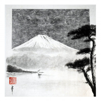 Zeitgenössisches Werk mit dem Titel « Mont Fuji depuis le lac », Erstellt von ENCRE-ZEN