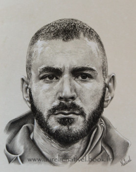 Zeitgenössisches Werk mit dem Titel « Portrait de Karim Benzema », Erstellt von AURéLIE NATIVEL