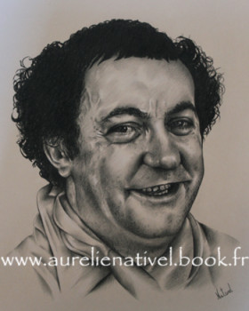 Zeitgenössisches Werk mit dem Titel « Portrait de Coluche », Erstellt von AURéLIE NATIVEL