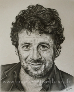 Zeitgenössisches Werk mit dem Titel « Portrait de Patrick Bruel », Erstellt von AURéLIE NATIVEL