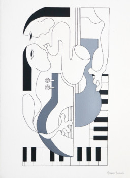 Zeitgenössisches Werk mit dem Titel « Connexion Musicales », Erstellt von HILDEGARDE HANDSAEME