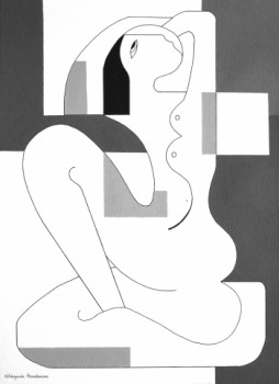 Zeitgenössisches Werk mit dem Titel « La Signora - The shadows of grey version Painting », Erstellt von HILDEGARDE HANDSAEME