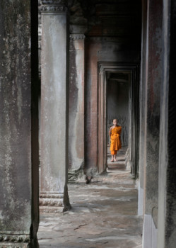 Zeitgenössisches Werk mit dem Titel « L'enfant moine d'Angkor Vat », Erstellt von DAVID.B