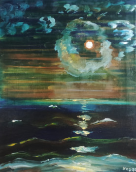 Zeitgenössisches Werk mit dem Titel « Nuit au clair de lune en mer », Erstellt von KOZAR