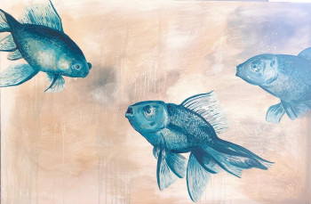 Zeitgenössisches Werk mit dem Titel « Poissons bleus », Erstellt von A.DES