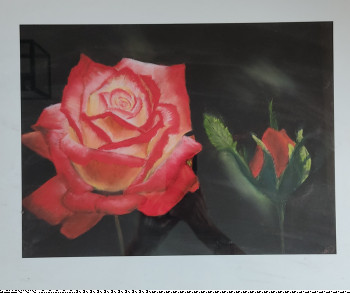 Zeitgenössisches Werk mit dem Titel « Première rose », Erstellt von GAëLLE DELIGNIERES