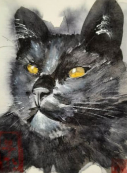 Zeitgenössisches Werk mit dem Titel « CHAT NOIR », Erstellt von PACO