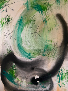 Zeitgenössisches Werk mit dem Titel « Green swirl #01 », Erstellt von AERH ARTS