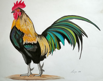 Zeitgenössisches Werk mit dem Titel « LE COQ », Erstellt von LAURENCE LBN