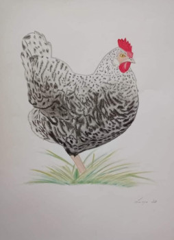 Zeitgenössisches Werk mit dem Titel « LA POULE », Erstellt von LAURENCE LBN