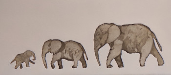 Zeitgenössisches Werk mit dem Titel « Le trio des éléphants », Erstellt von DOM-L