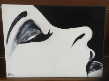 Zeitgenössisches Werk mit dem Titel « Visage femme noir et blanc », Erstellt von PATRICIA DELEY