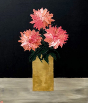 Zeitgenössisches Werk mit dem Titel « Dahlias », Erstellt von CB