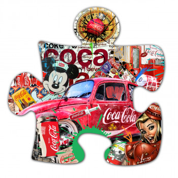 Zeitgenössisches Werk mit dem Titel « Puzzle Coca Cola », Erstellt von LASCAZ