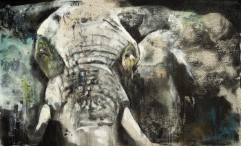 Zeitgenössisches Werk mit dem Titel « Bigéléphant », Erstellt von ėCLABOUSSEUR D'ART