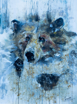 Zeitgenössisches Werk mit dem Titel « GRIZZLY DE NEIGE », Erstellt von ėCLABOUSSEUR D'ART