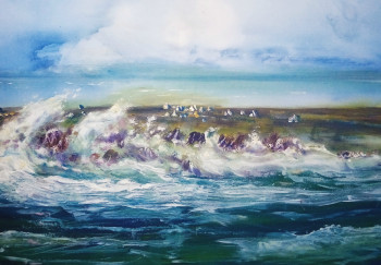 Zeitgenössisches Werk mit dem Titel « Vagues à Ouessant », Erstellt von DANY WATTIER