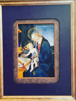 Zeitgenössisches Werk mit dem Titel « Botticelli en miniature, vierge à l’enfant », Erstellt von LAURE DUPUY