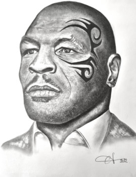 Zeitgenössisches Werk mit dem Titel « PORTRAIT MIKE TYSON », Erstellt von AURELIE FERRARA