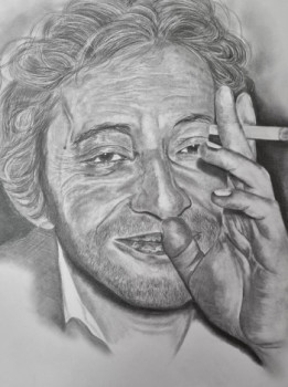 Zeitgenössisches Werk mit dem Titel « PORTRAIT SERGE GAINSBOURG », Erstellt von AURELIE FERRARA