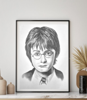 Zeitgenössisches Werk mit dem Titel « PORTRAIT HARRY POTTER », Erstellt von AURELIE FERRARA