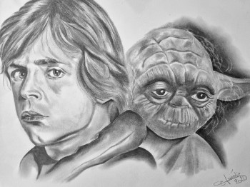 Zeitgenössisches Werk mit dem Titel « PORTRAIT STAR WARS », Erstellt von AURELIE FERRARA