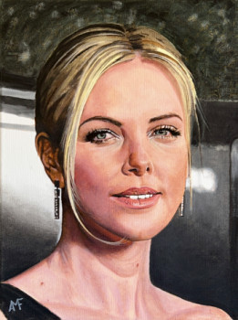 Zeitgenössisches Werk mit dem Titel « Belle gueule 28 - Charlize Theron », Erstellt von ARNAUD FEUGA