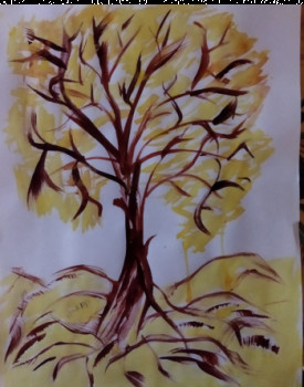 Zeitgenössisches Werk mit dem Titel « l'arbre jaune », Erstellt von VIVIANE