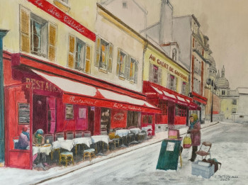 Zeitgenössisches Werk mit dem Titel « IL NEIGE PLACE DU TERTRE, BRR », Erstellt von JACQUES TAFFOREAU