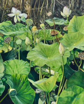 Zeitgenössisches Werk mit dem Titel « Les Lotus et le Reve », Erstellt von JO PAINTER