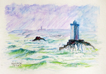 Zeitgenössisches Werk mit dem Titel « La pointe du Raz vue depuis "la vieille" . », Erstellt von MICHEL HAMELIN