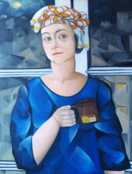 Zeitgenössisches Werk mit dem Titel « Agnès au turban », Erstellt von PRISCILLA OSSENI