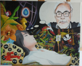 Zeitgenössisches Werk mit dem Titel « Hommage à Hayao Miyazaki », Erstellt von CYBO