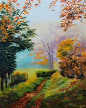 Zeitgenössisches Werk mit dem Titel « Un chemin pendant l'automne », Erstellt von ANDRé GILLOUAYE