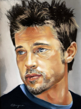 Zeitgenössisches Werk mit dem Titel « Brad pitt », Erstellt von CATHERINE BRUGNON