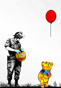 Zeitgenössisches Werk mit dem Titel « Banksy, quoi de neuf Winnie ? », Erstellt von BENNY ARTE