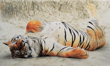 Zeitgenössisches Werk mit dem Titel « Siesta du Tigre », Erstellt von JULIAN WHEAT