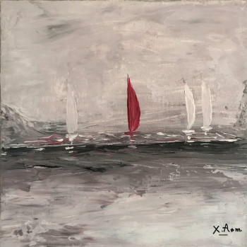 Zeitgenössisches Werk mit dem Titel « Voile rouge », Erstellt von XAM