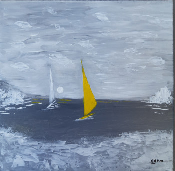 Zeitgenössisches Werk mit dem Titel « Voile jaune », Erstellt von XAM