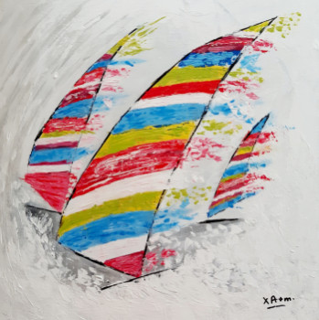 Zeitgenössisches Werk mit dem Titel « Voiles arc-en-ciel », Erstellt von XAM