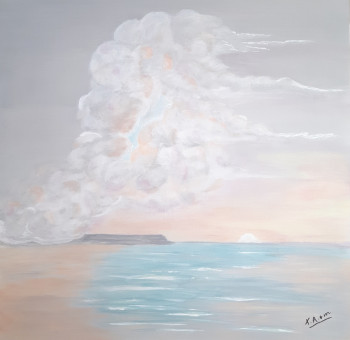 Zeitgenössisches Werk mit dem Titel « Coucher de soleil seascape 3 », Erstellt von XAM