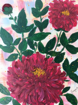 Zeitgenössisches Werk mit dem Titel « Autres pivoines », Erstellt von JACQUELINE