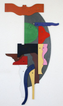 Zeitgenössisches Werk mit dem Titel « PAINTED WOOD TEMPLATES 2 », Erstellt von RAMON LOPEZ