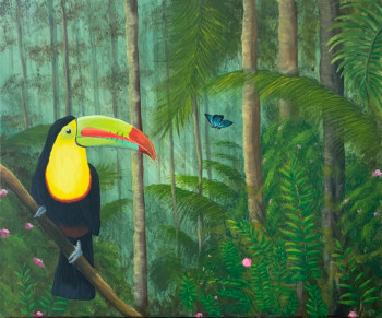 Zeitgenössisches Werk mit dem Titel « Le royaume du toucan », Erstellt von JULIETTE GRARE