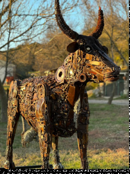 Zeitgenössisches Werk mit dem Titel « Le Taureau Camarguais », Erstellt von BABA-SOUDUR