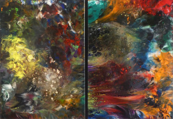 Zeitgenössisches Werk mit dem Titel « Diptyque Pich's magic abstract 204 », Erstellt von PICH