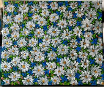 Zeitgenössisches Werk mit dem Titel « Champ de marguerites », Erstellt von ALINA TAPARDEL