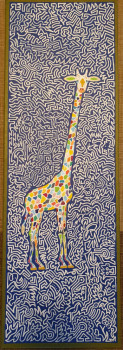 Zeitgenössisches Werk mit dem Titel « Girafe onirique verte », Erstellt von RENAUD BARREYAT