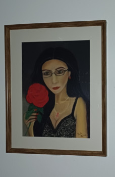 Zeitgenössisches Werk mit dem Titel « Autoportrait pastel sur pastelmat 30x40 serie les femmes sont belles. L'amoureuse », Erstellt von KARINE PORTE